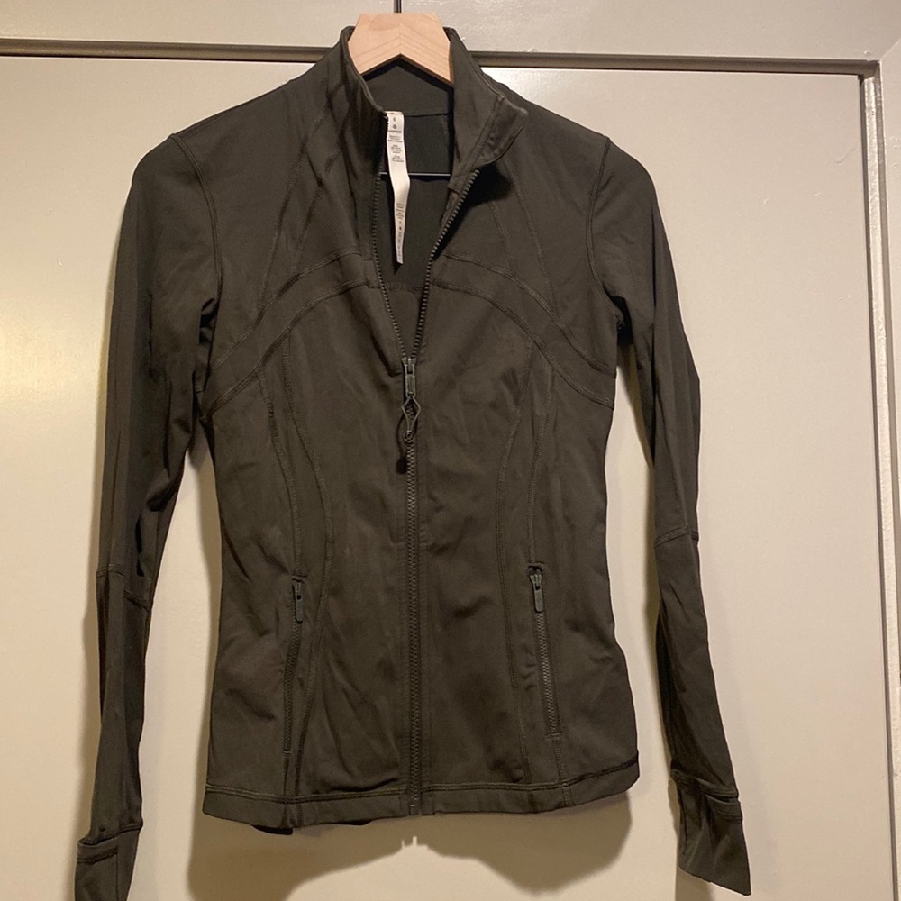 Olive green viral Lululemon zip up jacket